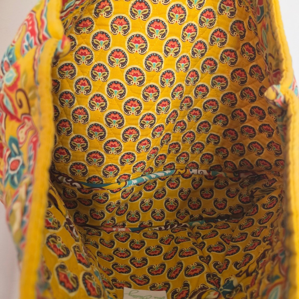 Vera Bradley Sun Valley Quilted Cotton Tote Bag Yellow Floral‎ Paisley Large - Picture 7 of 7